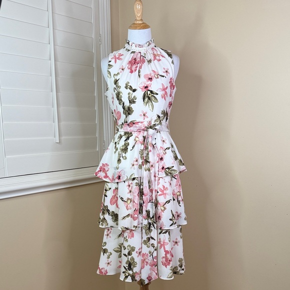 Jessica Howard Floral Sleeveless Dress - Pink and Green - Picture 1 of 7